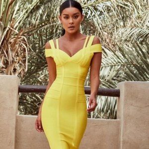 Yellow house of CB bandage dress